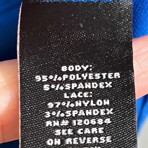 Torrid Dress 22 Blue Color Block Neutral Lace Feminine Retro 80s Skater Pinup - Picture 9 of 13